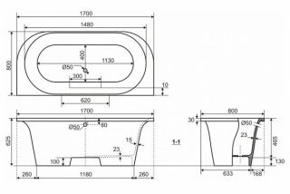 Ванна из литьевого мрамора Эстет Lira silk ФР-00014538 170x80см белый матовый
